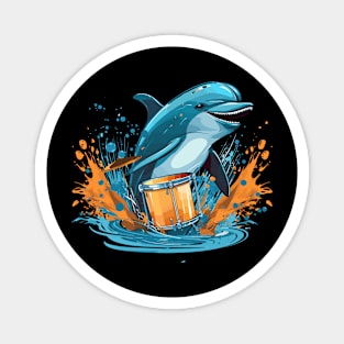 Dolphin playing drums Magnet